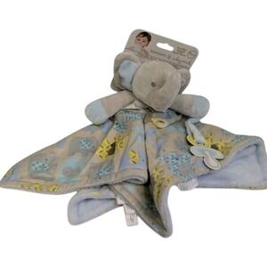 Blankets & Beyond Elephant Lovey NWT Blue Gray Plush Security Blanket Baby